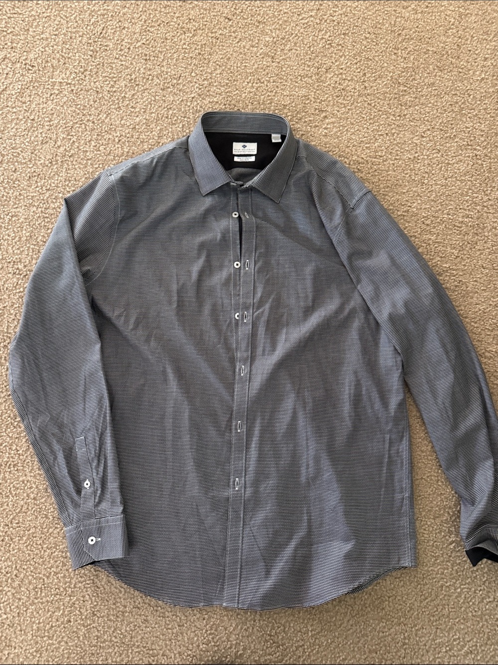 Ryan Seacrest Distinction Men's Gray Micro-Check Dress Shirt